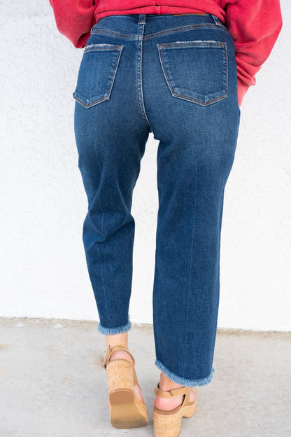 FanFest By Judy Blue - High Rise Button Fly Crop Wide Leg Jeans