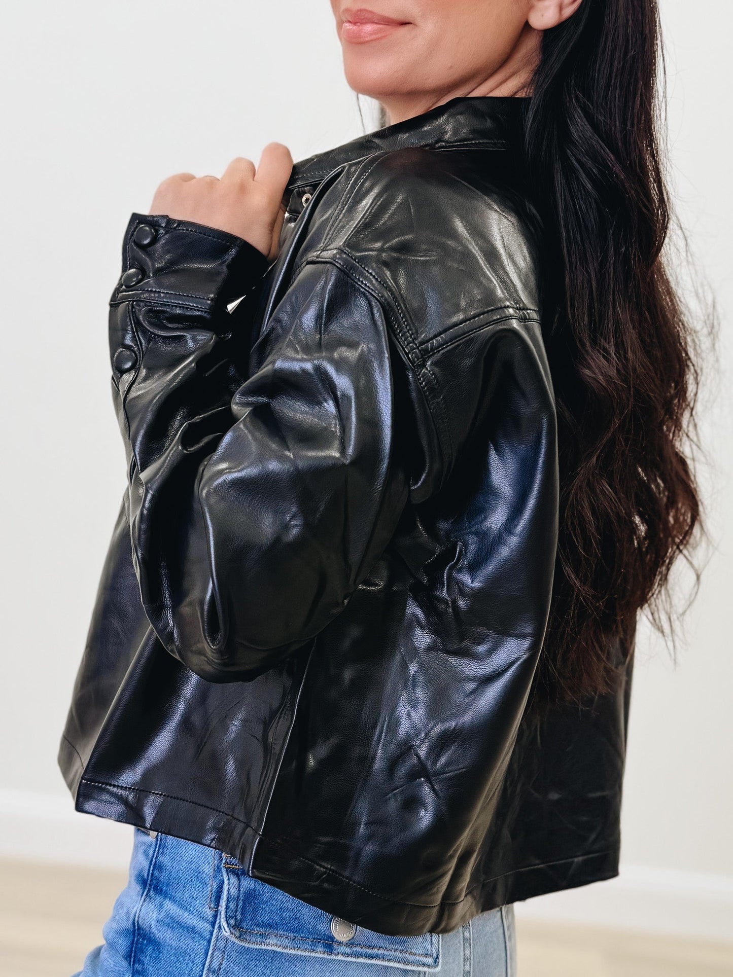 Gonna Ride With Me Cropped Leather Jacket - 2 Colors!