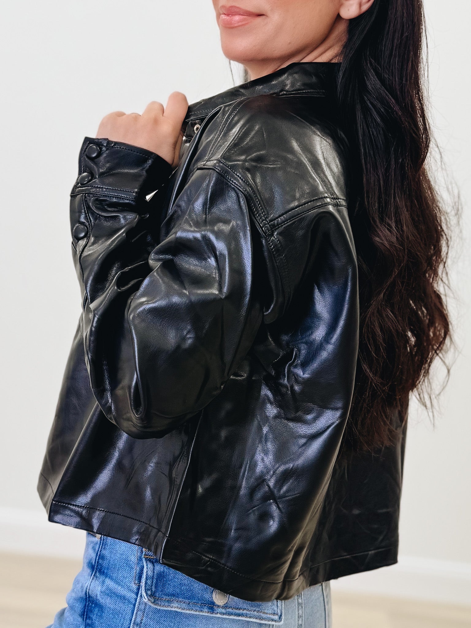 Gonna Ride With Me Cropped Leather Jacket - 2 Colors!