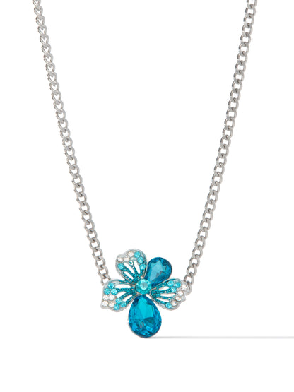 Floral Dawn Necklace - Silver Blue Lagoon