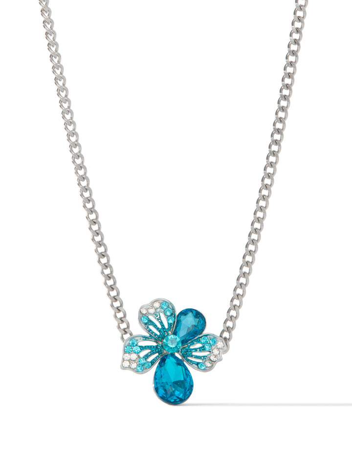 Floral Dawn Necklace - Silver Blue Lagoon