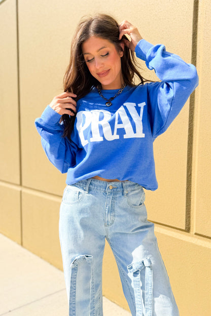 PRAY Without Ceasing Graphic Sweatshirt - Heather Royal