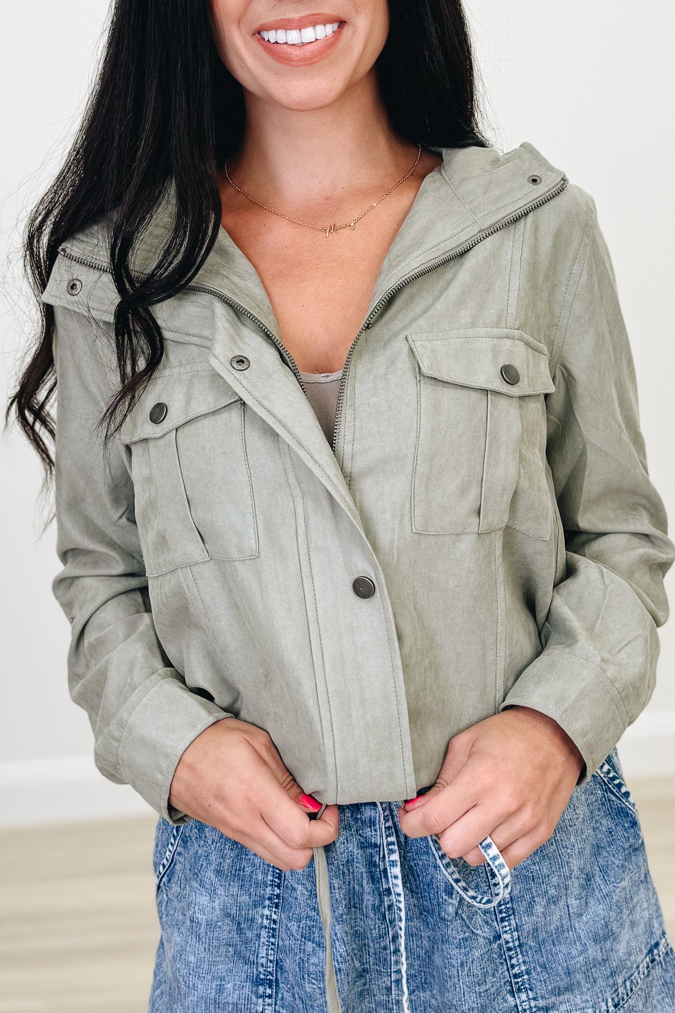 Be Cool Utility Jacket - Dusty Sage