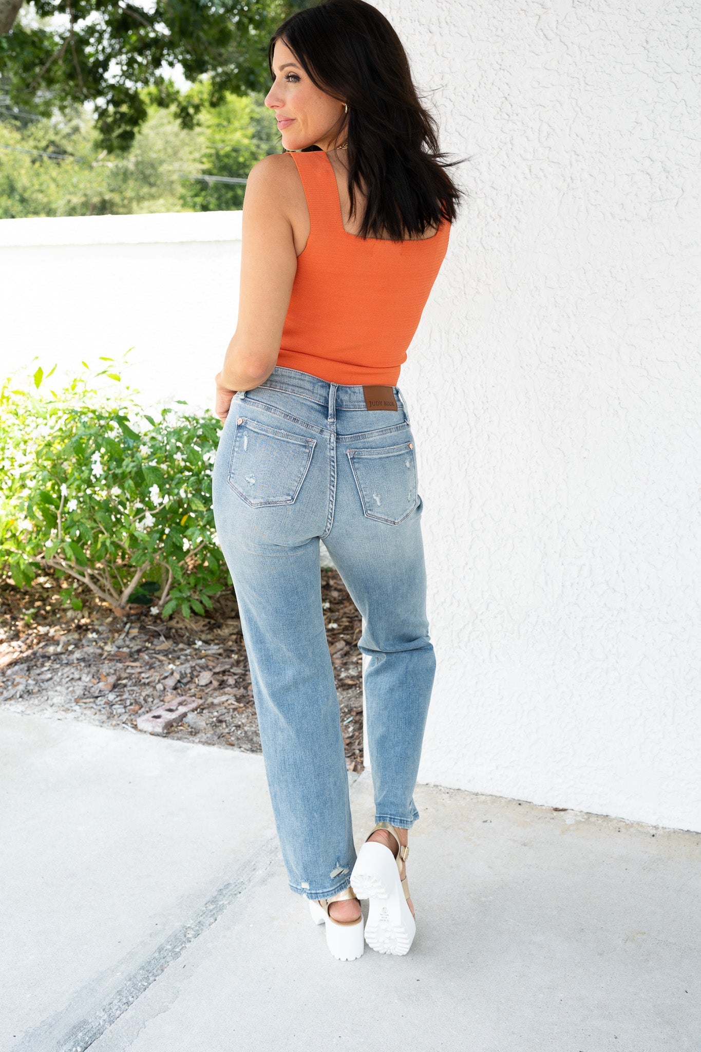 Judy Blue Lovin On Me Mid Rise Distressed Straight Jeans