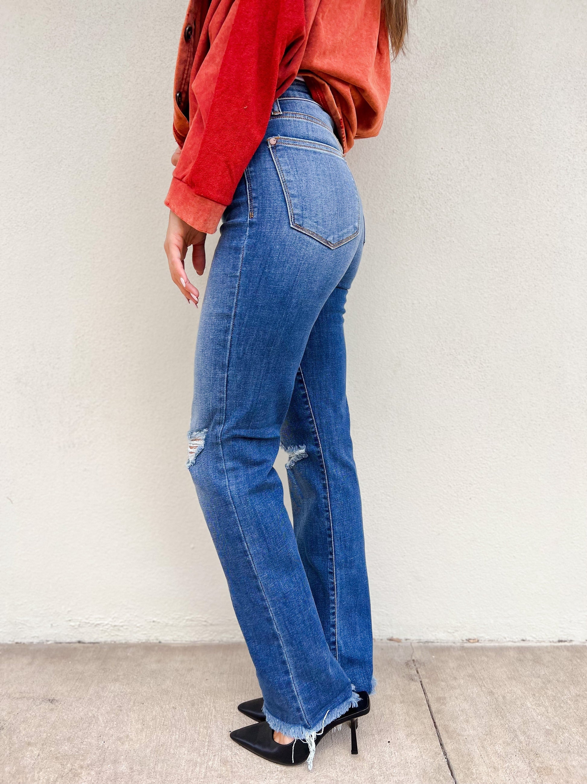 Judy Blue Nashville Hot Frayed Hem Straight Jeans