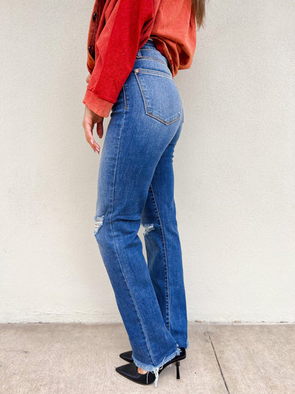 Judy Blue Nashville Hot Frayed Hem Straight Jeans
