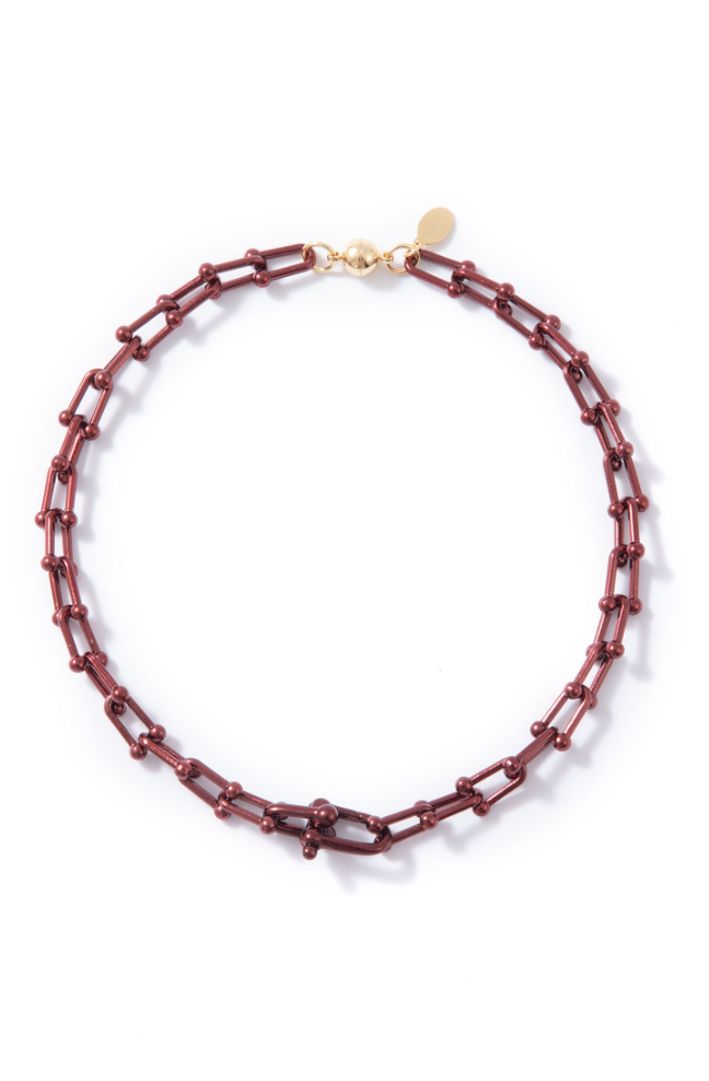 Varsity Blues Necklace - Liquid Metallic Red Velvet