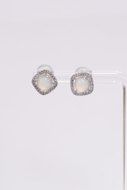 Opal Earrings - Silver Pink Opal