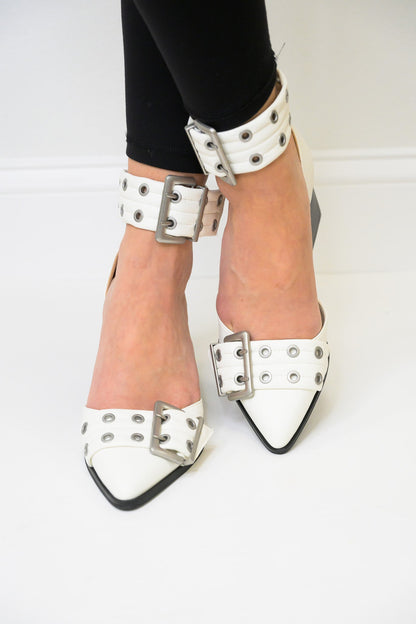 The Lux Pointed Heels - White