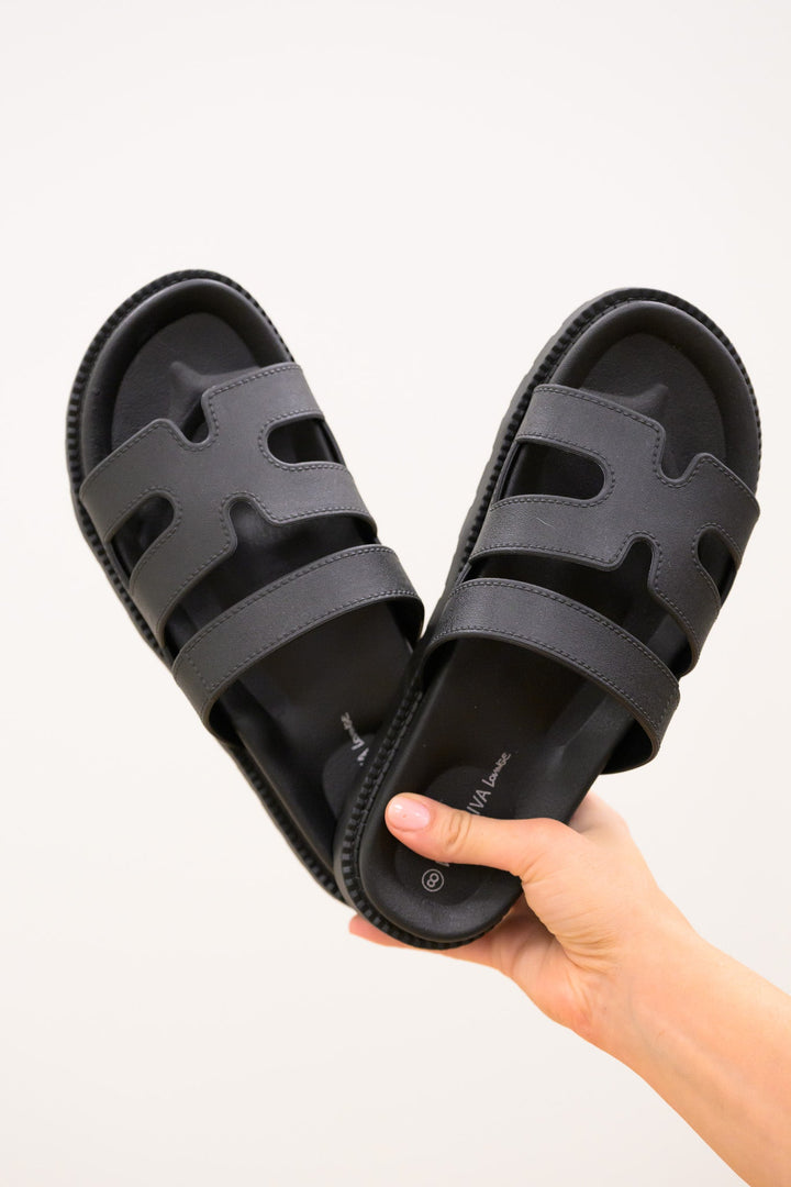 Ccocci Gino Cutout Slide On Sandals - Black