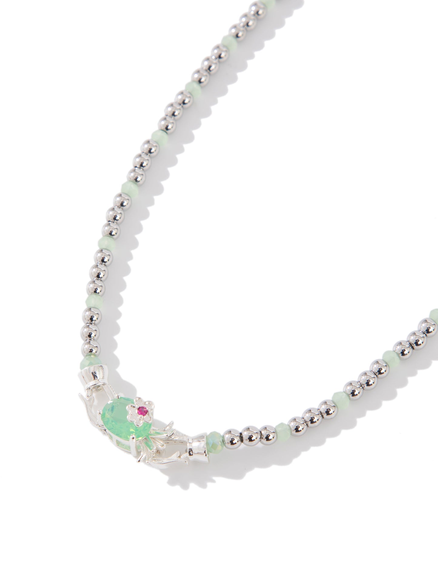 Rosebud Necklace - Mint Opal