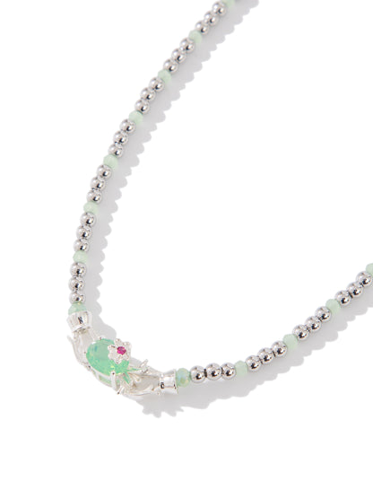 Rosebud Necklace - Mint Opal