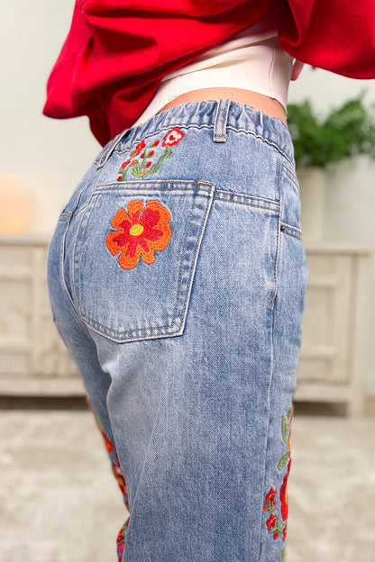 Uptown Funk Floral Embroidered Jeans