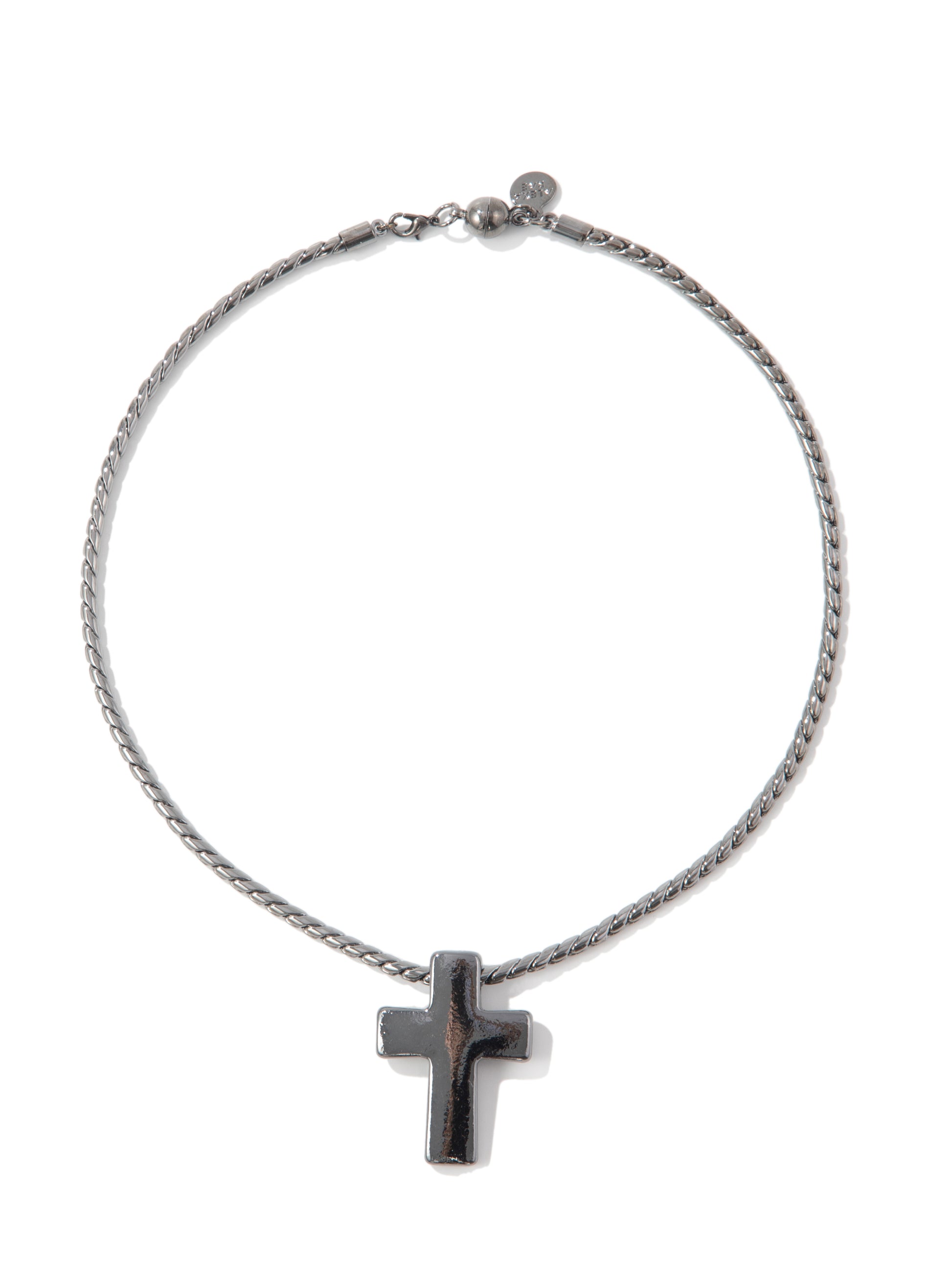 Alma Mia Cross Necklace - Gunmetal