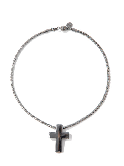 Alma Mia Cross Necklace - Gunmetal