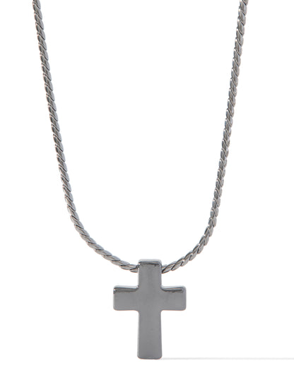 Alma Mia Cross Necklace - Gunmetal