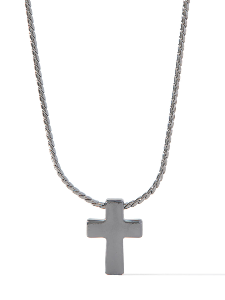 Alma Mia Cross Necklace - Gunmetal