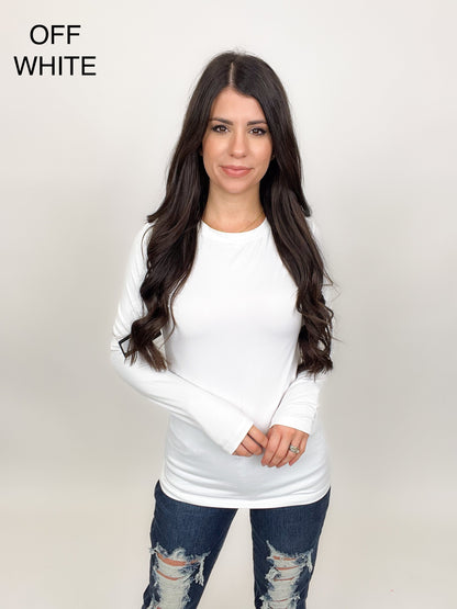 Slimming Long Sleeve Round Neck Tee