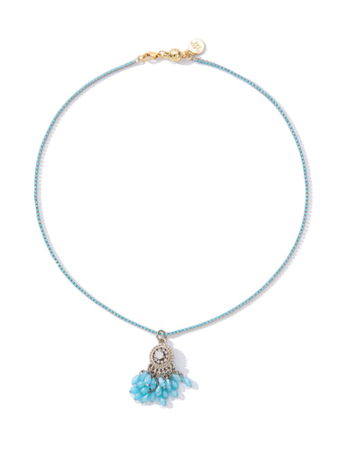 Aqua Drops Necklace - Linen Sky