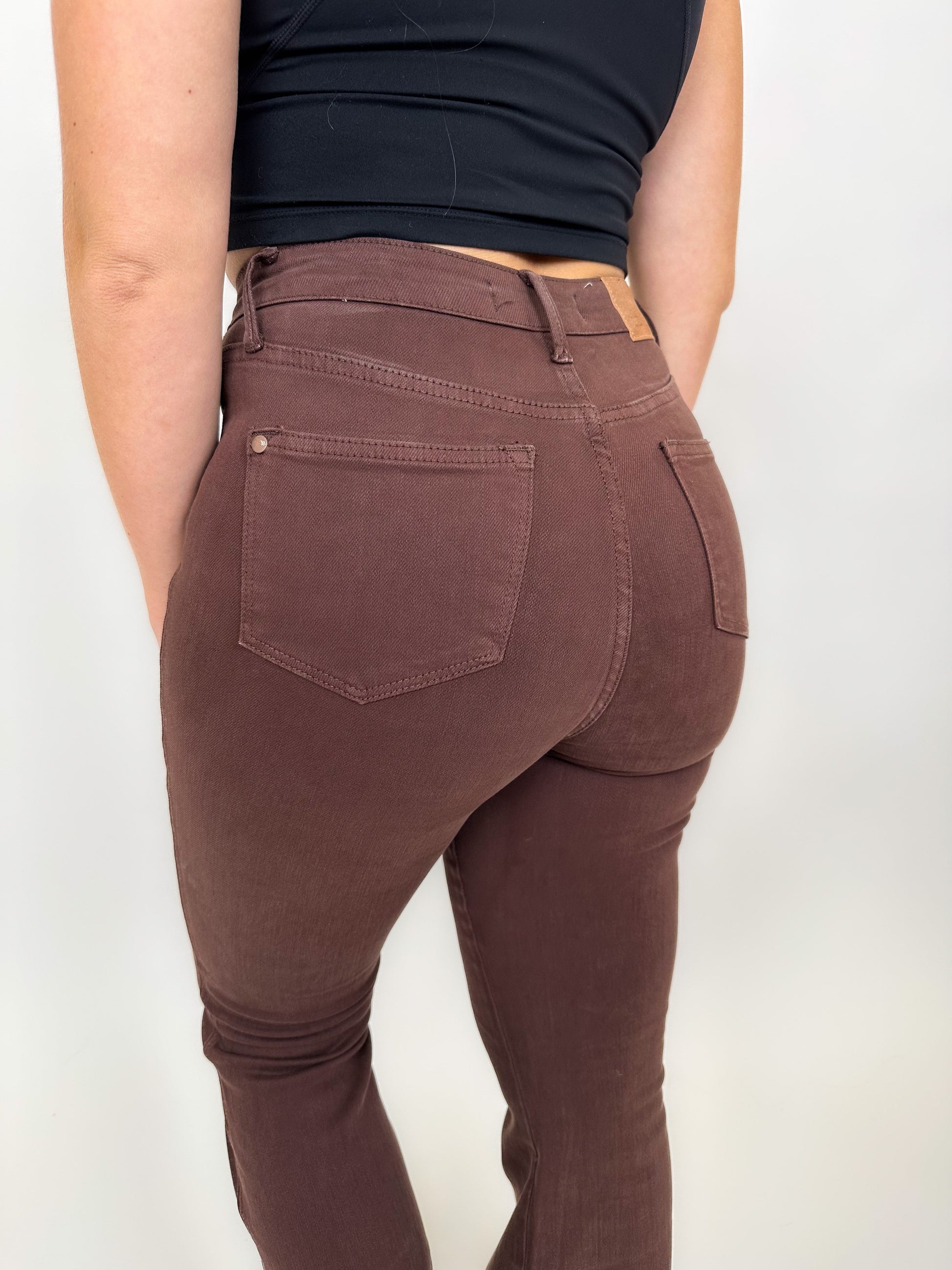 Judy Blue Tummy Control Flare Jeans - Espresso