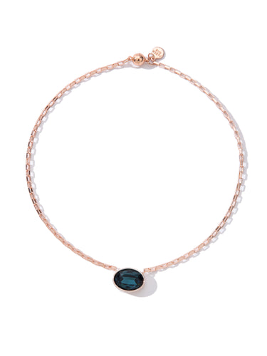 Bali Necklace - Light Rose Gold Ocean Blue