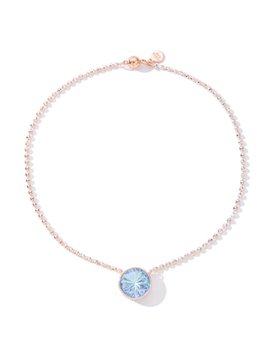 Barcelona Round Necklace - Light Rose Gold Lavender Rain