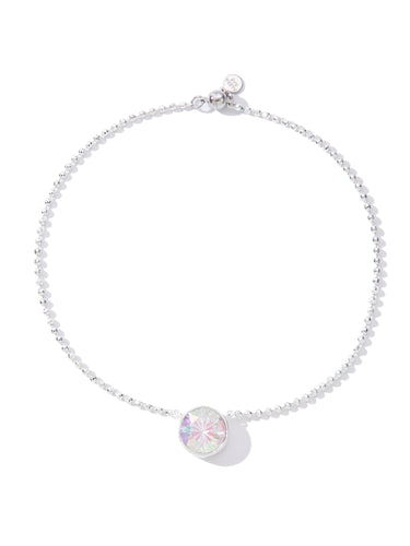 Barcelona Round Necklace - Liquid Metallic Pearl White Sugar