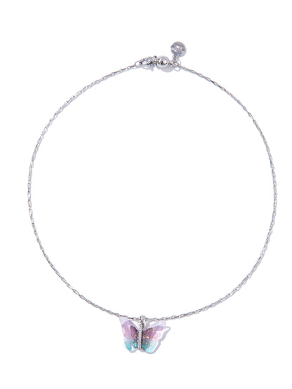 Berry Butterfly Necklace - Summer Sky