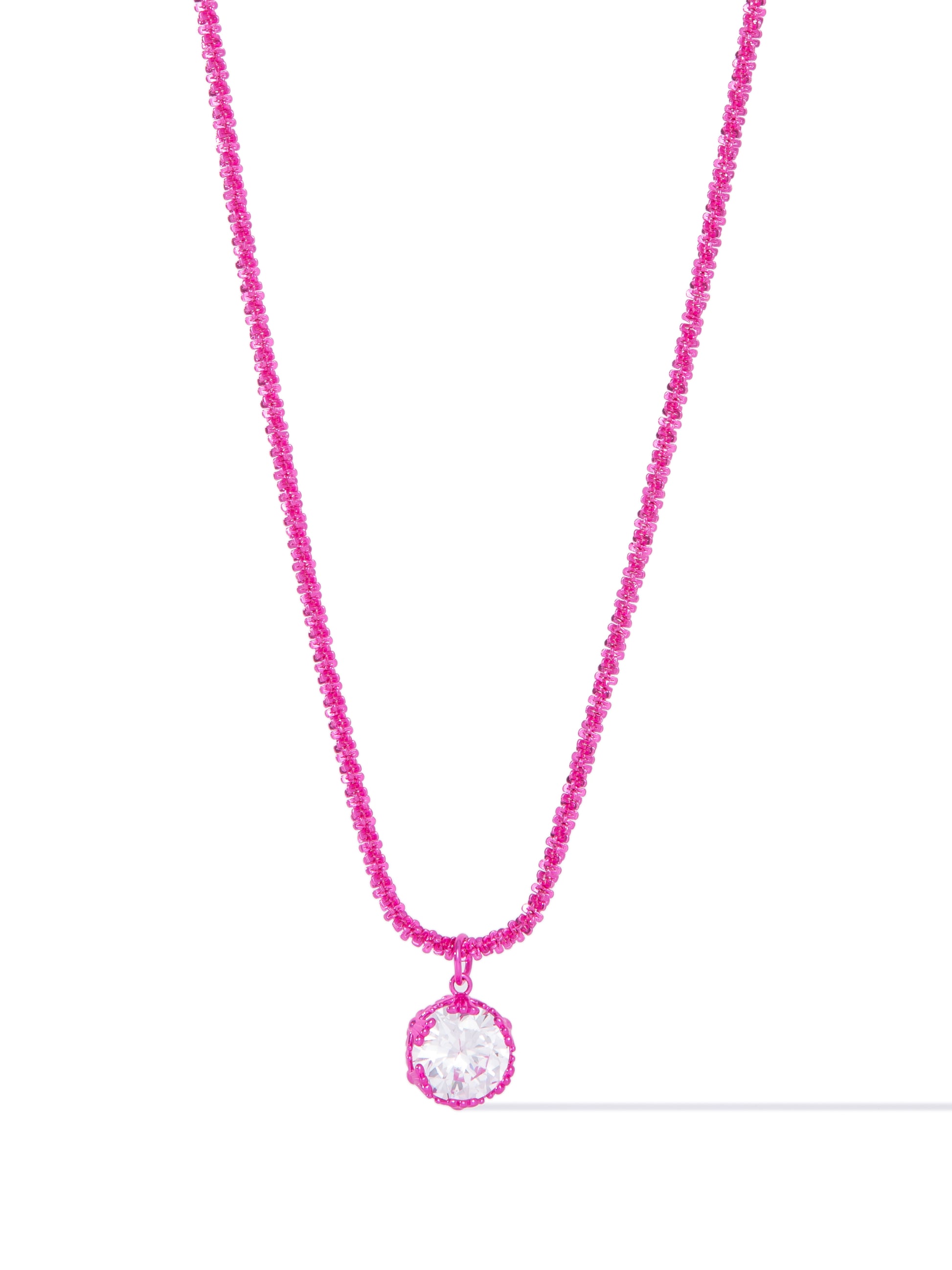 Betty James Necklace - Metallic Barbie Pink