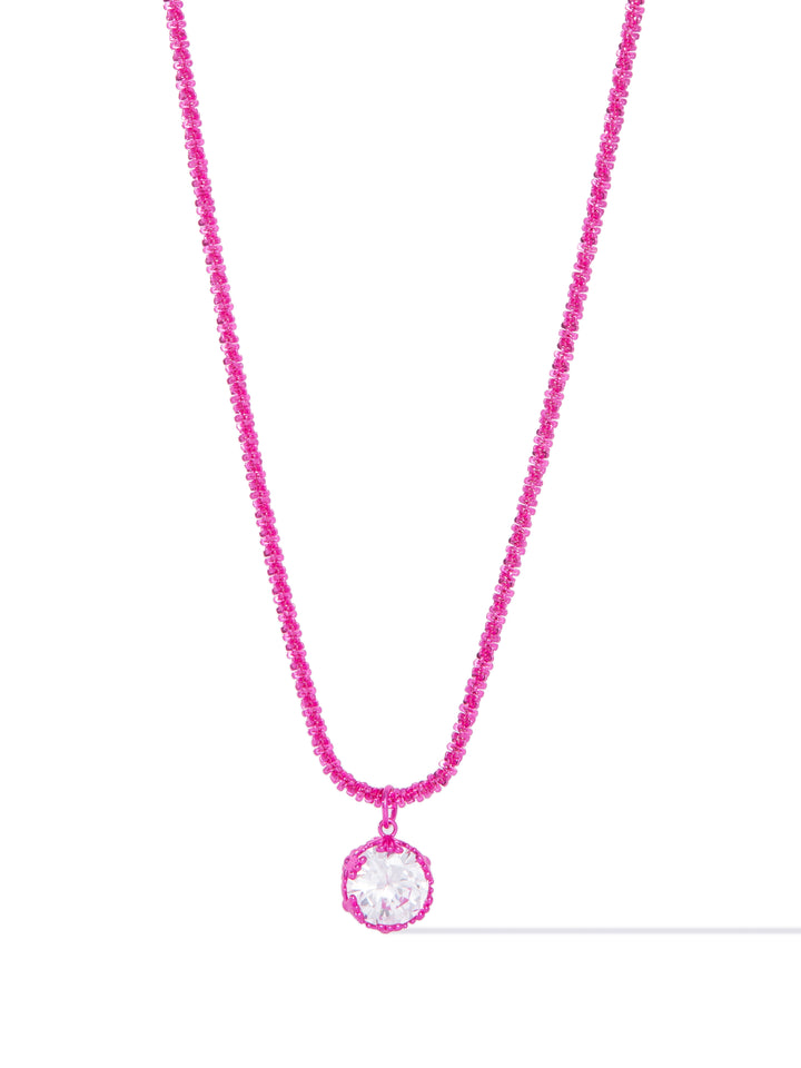 Betty James Necklace - Metallic Barbie Pink