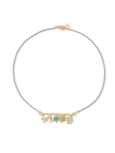 Blue Sage Spirit Necklace - Gold Turquoise