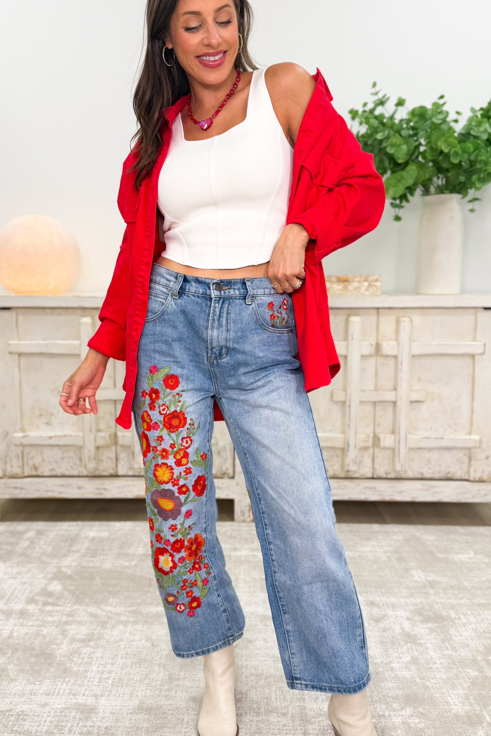 Uptown Funk Floral Embroidered Jeans