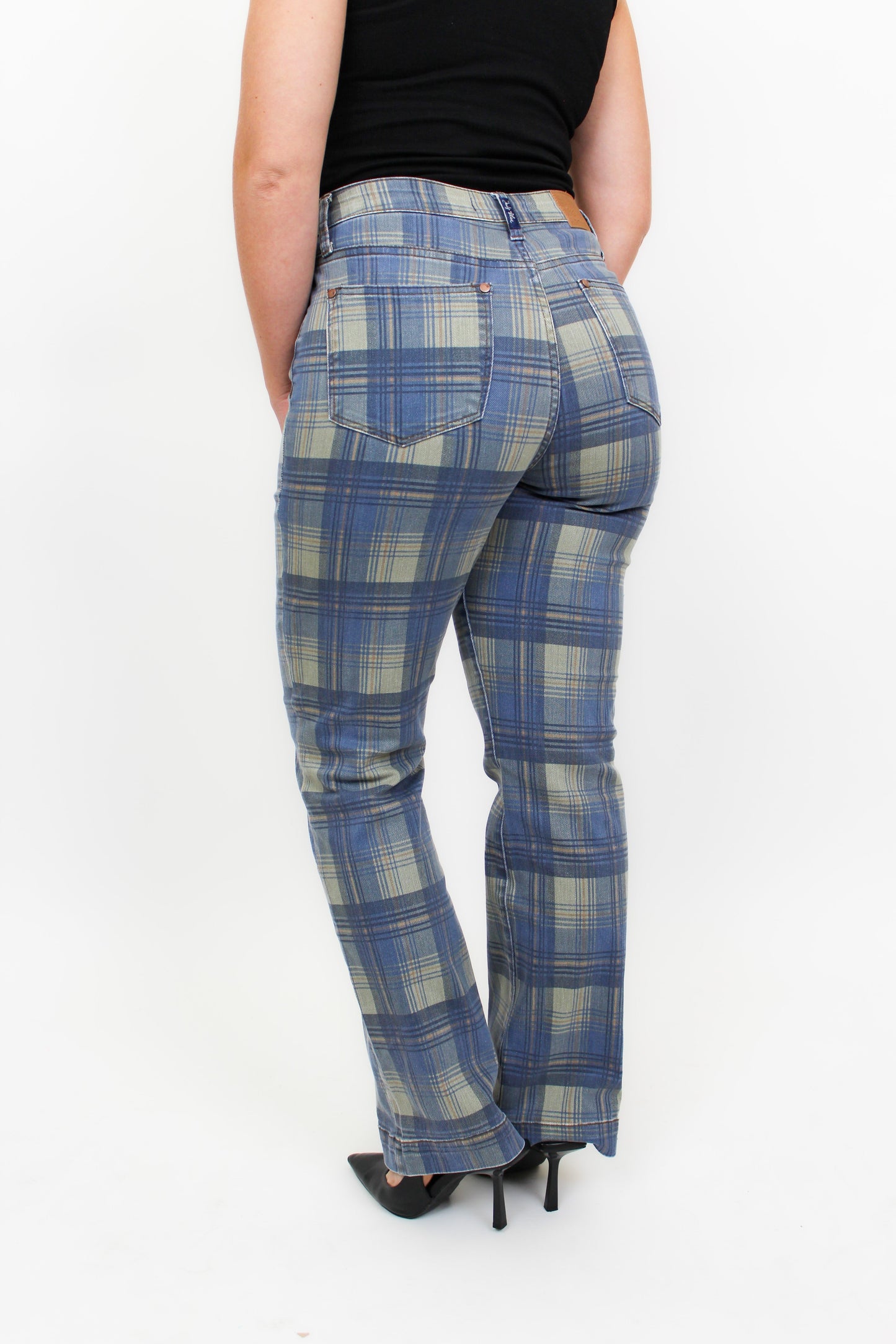 Judy Blue Vintage Plaid Straight Jeans