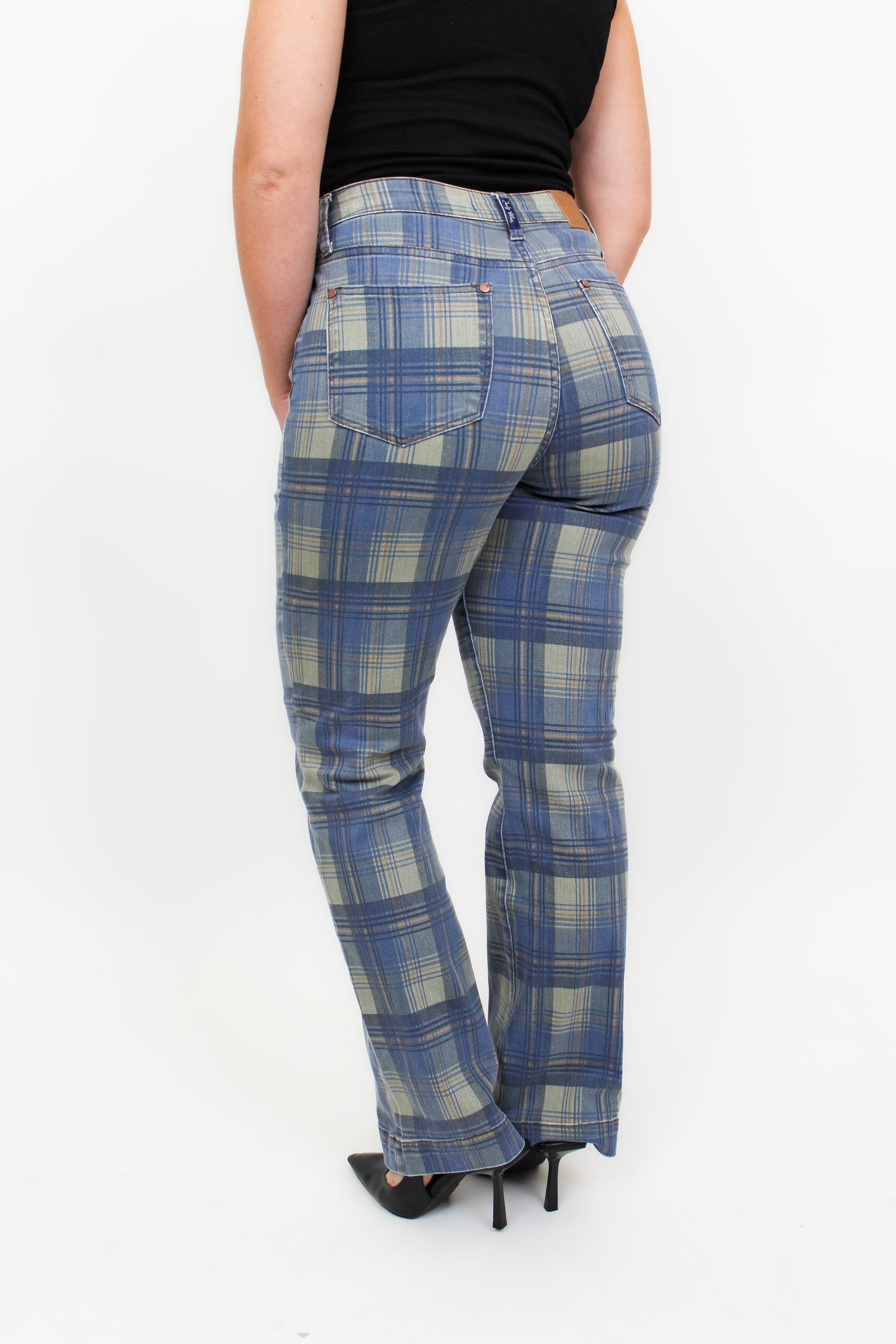 Judy Blue Vintage Plaid Straight Jeans