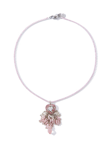 Cherish Necklace - Liquid Metallic Pearl White Petal