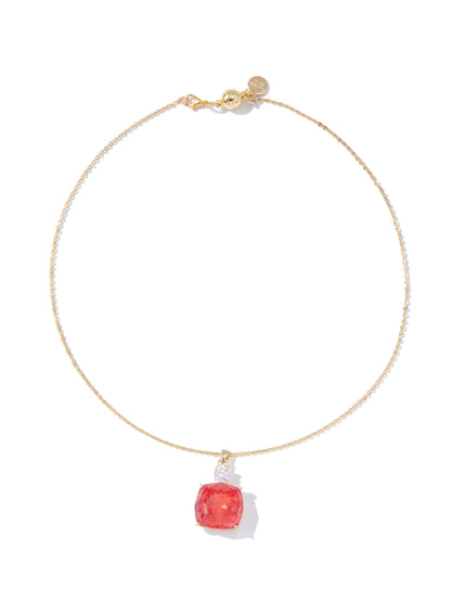 Christmas Morning Necklace - Gold Ruby