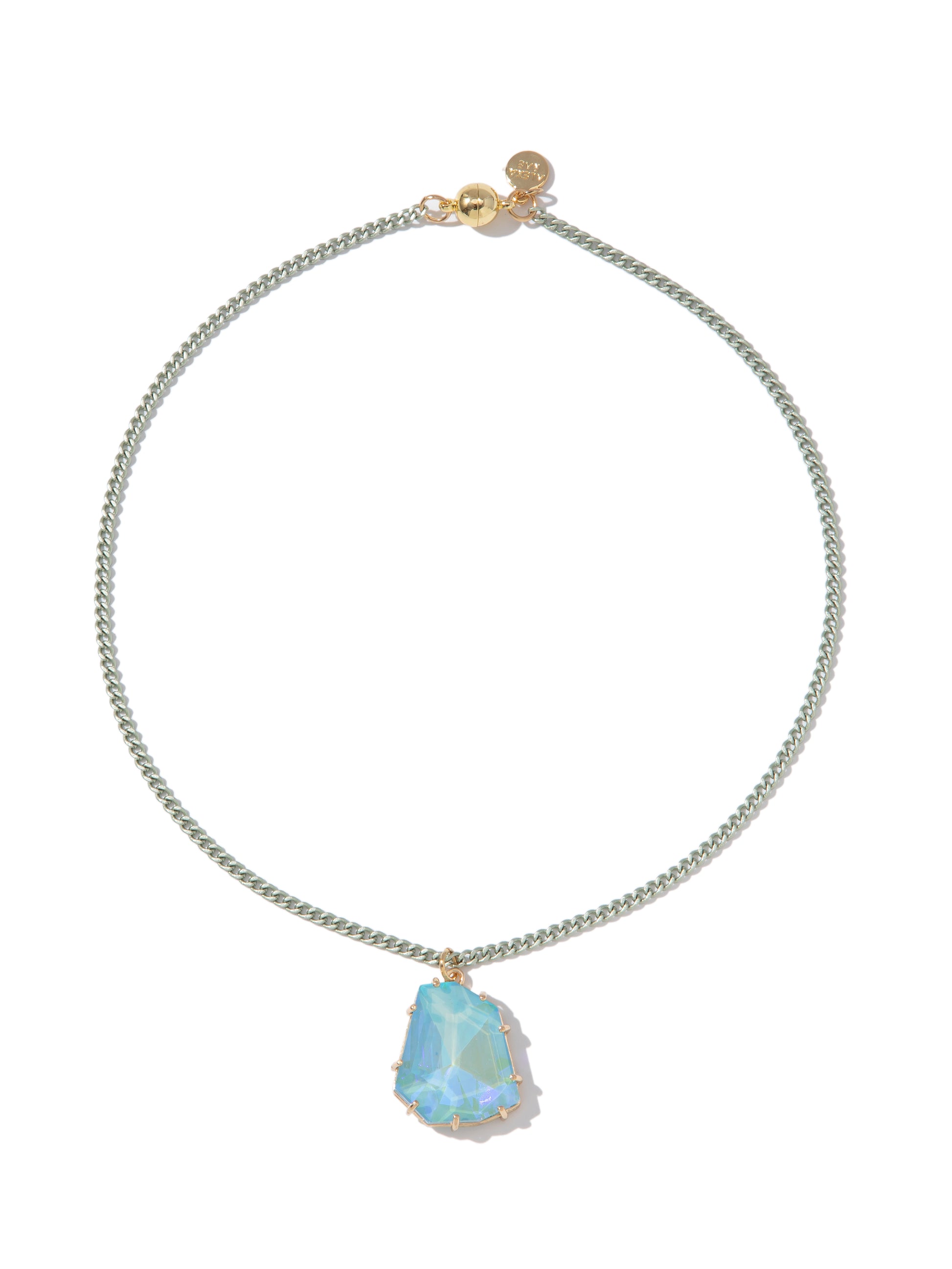 Crystal Flame Necklace - Metallic Sea Mist
