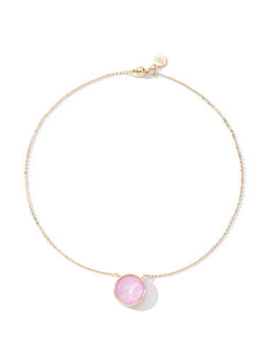 Crystal Glow Round Necklace - Pink Blush