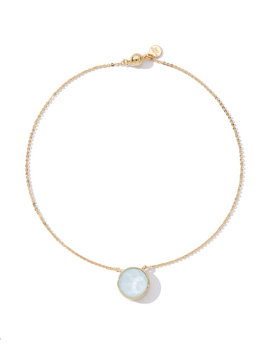 Crystal Glow Round Necklace - Sky