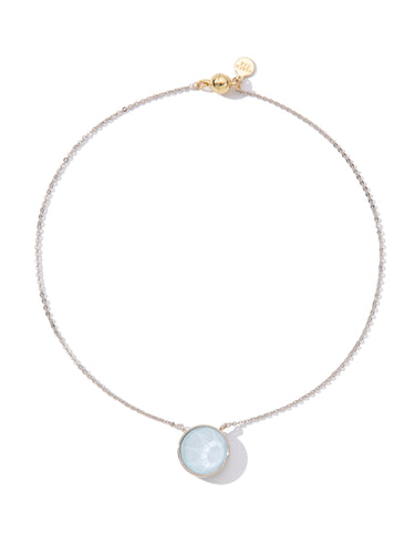 Crystal Glow Round Necklace - Linen Sky