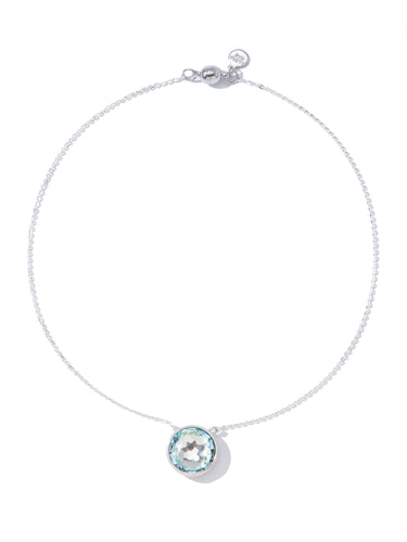 Crystal Glow Round Necklace - Liquid Metallic Pearl White Aqua