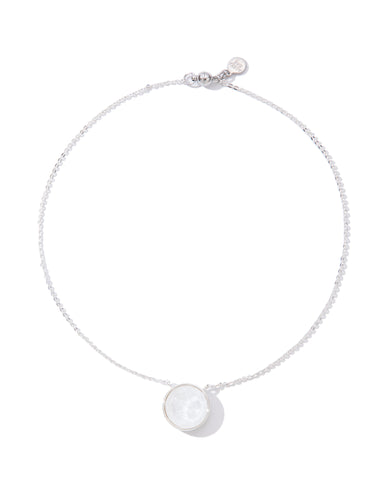 Crystal Glow Round Necklace - Liquid Metallic Pearl White Silk