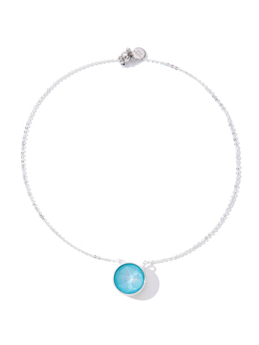Crystal Glow Round Necklace - Liquid Metallic Pearl White Sky