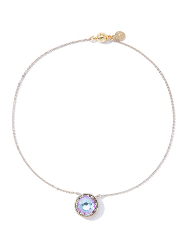 Crystal Glow Round Necklace - Metallic Linen Lilac Kiss