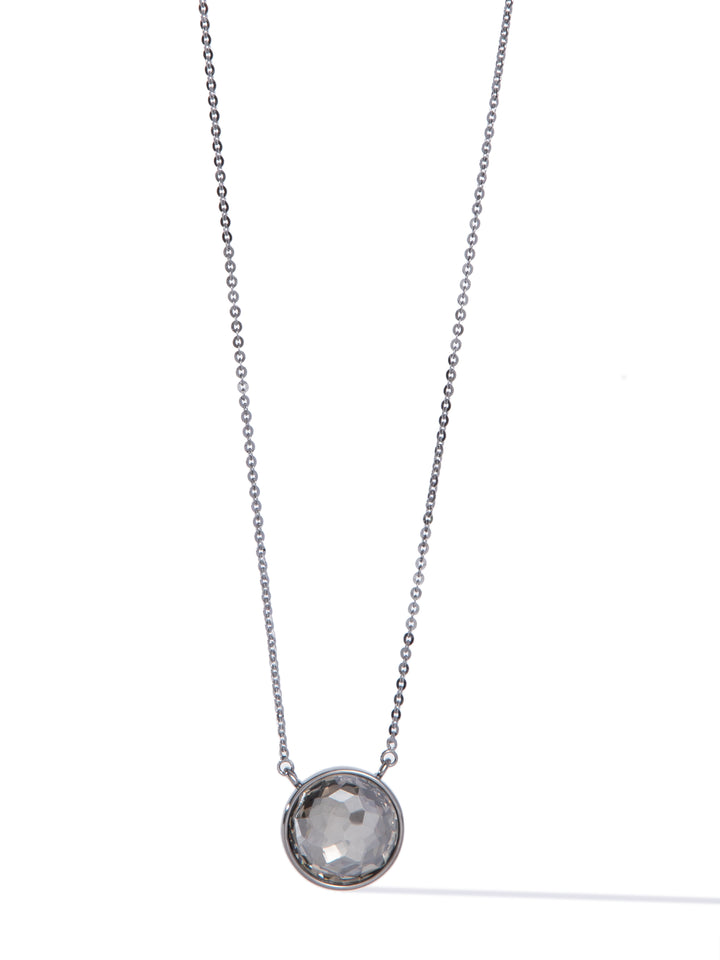 Crystal Glow Round Necklace - Gunmetal Smokey
