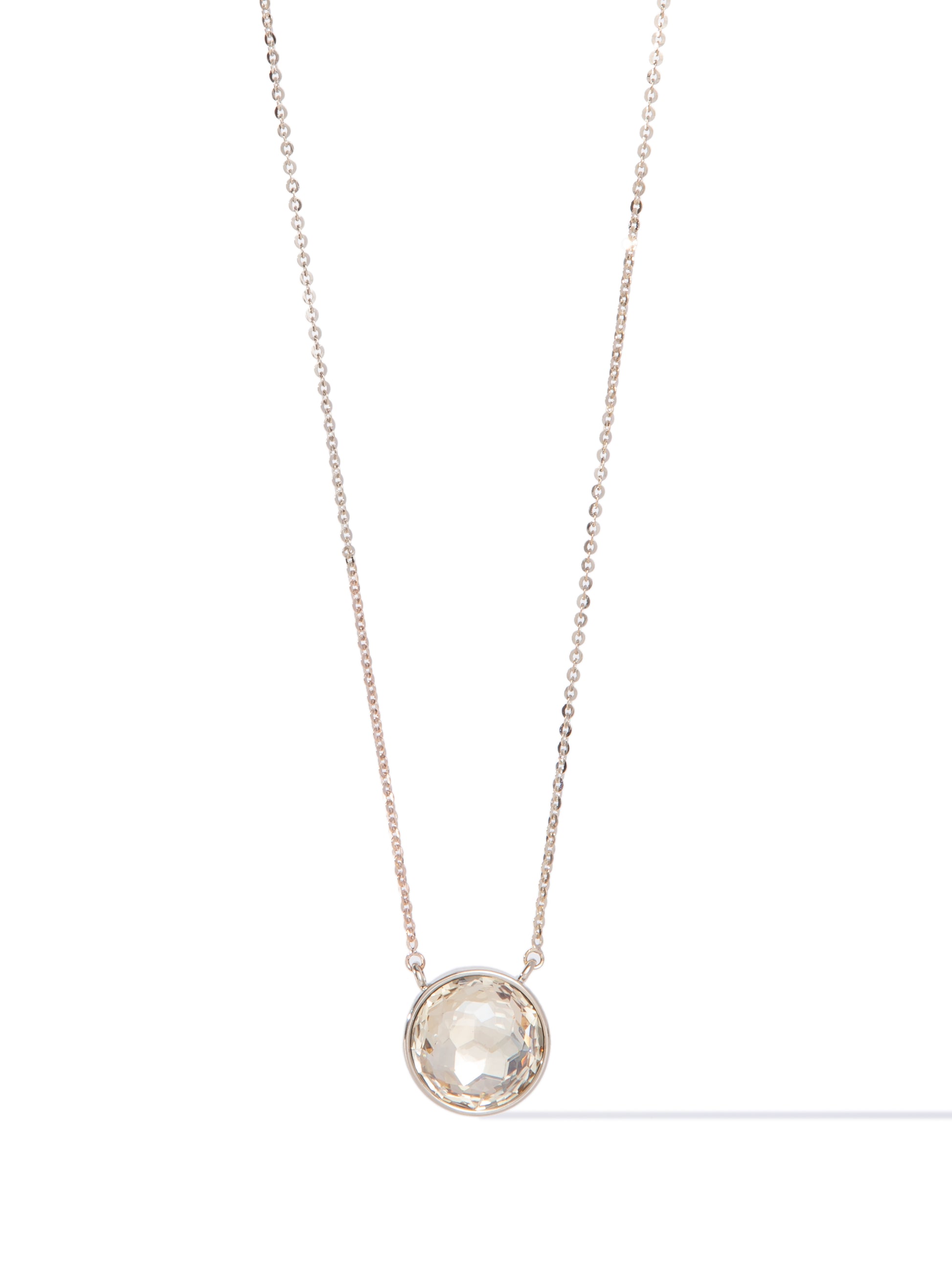 Crystal Glow Round Necklace - Light Linen Champagne