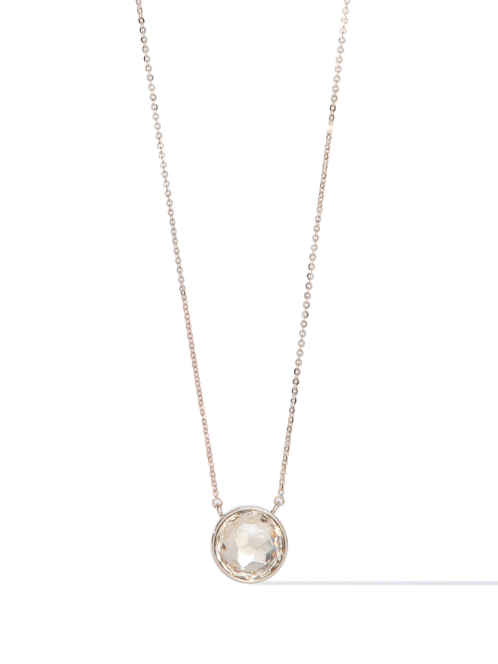 Crystal Glow Round Necklace - Light Linen Champagne