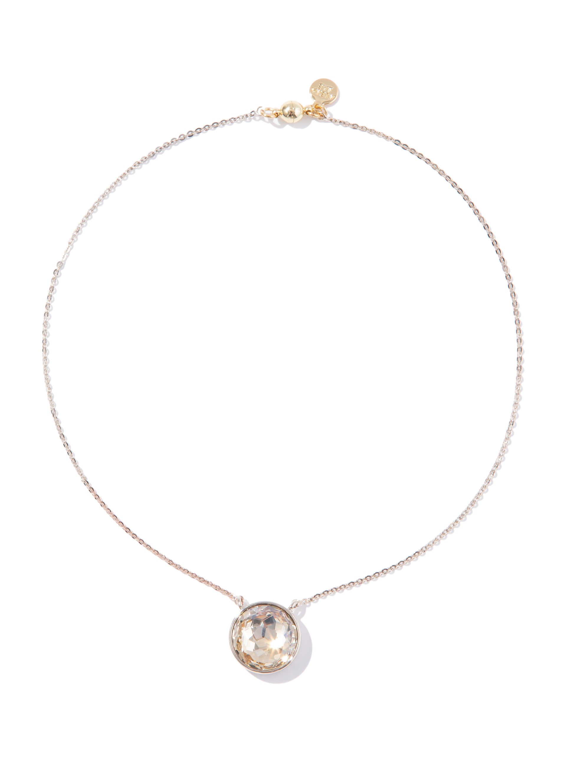 Crystal Glow Round Necklace - Light Linen Champagne