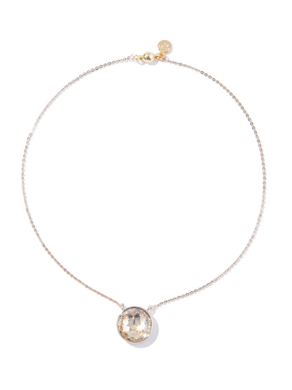 Crystal Glow Round Necklace - Light Linen Champagne