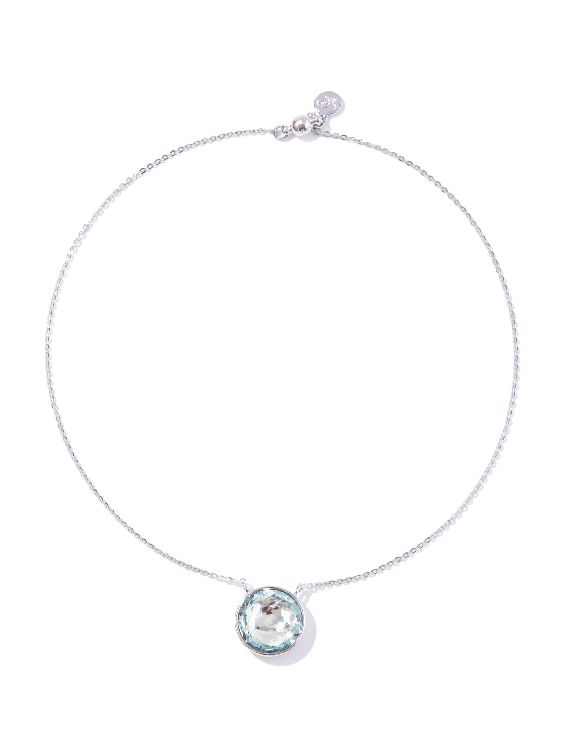 Crystal Glow Round Necklace - Silver Glacier Blue